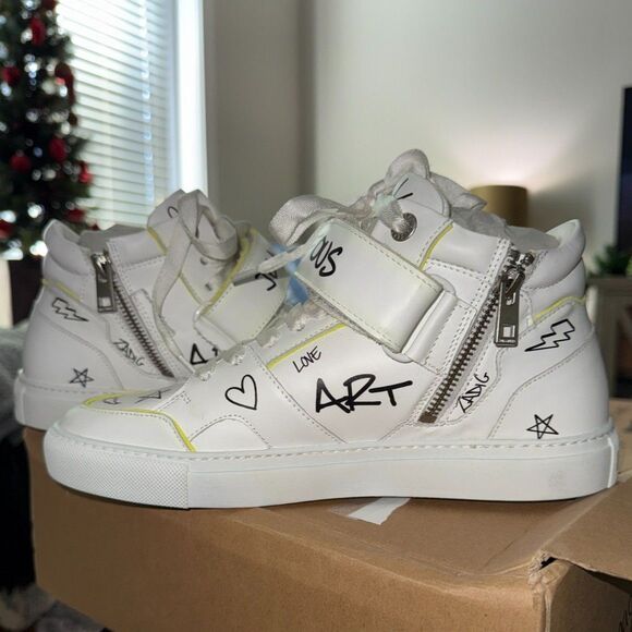 NWT Zadig & Voltaire ZV1747 Mid Flash Fluorescent Suede Charms Sneakers size 39 - Picture 8 of 13